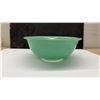 Image 3 : Vintage Pyrex Green Mixing Bowl, Loaf Pan, Refrigerator Dish and Yellow Pottery Bowl