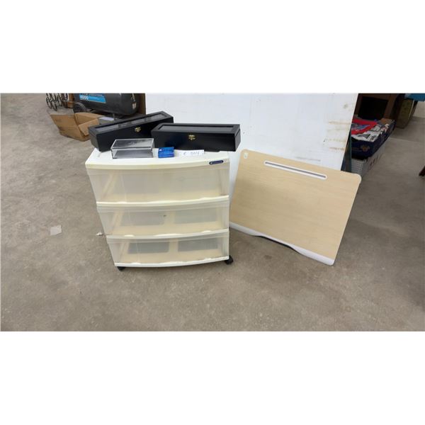 Home-it Bed Table Lap Desk, 3-Drawer Rolling Cart, 25 × 16 × 24, Wooden Display Boxes