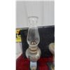 Image 5 : Pair of Antique Oil Lamps with Glass Chimneys and Painted Ceramic Bases
