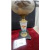 Image 7 : Pair of Antique Oil Lamps with Glass Chimneys and Painted Ceramic Bases
