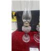 Image 2 : Two Clear Glass Oil Lamps with Chimneys
