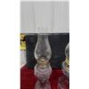 Image 5 : Two Clear Glass Oil Lamps with Chimneys
