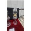 Image 6 : Two Clear Glass Oil Lamps with Chimneys