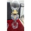 Image 8 : Two Clear Glass Oil Lamps with Chimneys