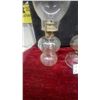Image 3 : Three Clear Glass Oil Lamps, Each with Brass Burner and Chimney