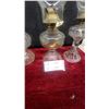 Image 5 : Three Clear Glass Oil Lamps, Each with Brass Burner and Chimney