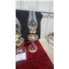 Image 6 : Three Clear Glass Oil Lamps, Each with Brass Burner and Chimney