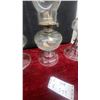 Image 5 : Three Clear Glass Oil Lamps with Brass Burners and Chimneys