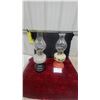 Image 1 : Pair of Vintage Oil Lamps: One with Scottie Dogs, One with Etched Glass