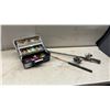 Image 1 : Fishing Tackle Box, 2 Rods and 2 Reels