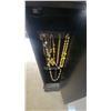 Image 11 : Black Wood Jewelry Armoire 40”×16”×10” with Mirror and Assorted Rings, Bracelets, and Earrings