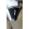 Image 12 : Black Wood Jewelry Armoire 40”×16”×10” with Mirror and Assorted Rings, Bracelets, and Earrings
