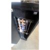 Image 13 : Black Wood Jewelry Armoire 40”×16”×10” with Mirror and Assorted Rings, Bracelets, and Earrings