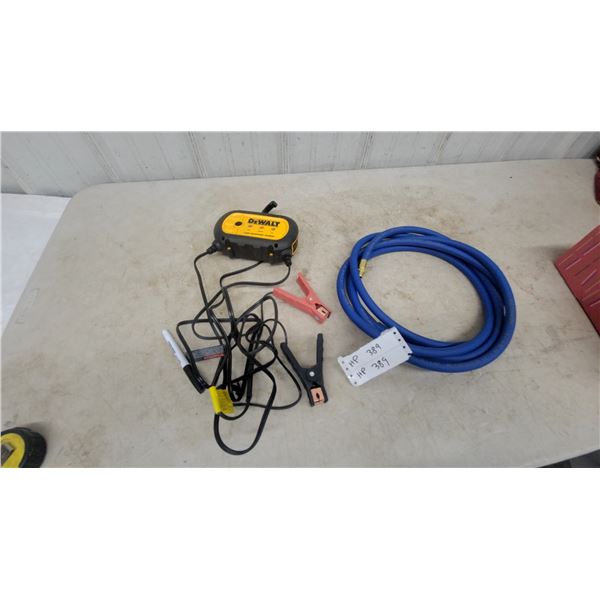 DeWalt 4 Amp Waterproof Charger, Jumper Cables, Air Hose, and Marker