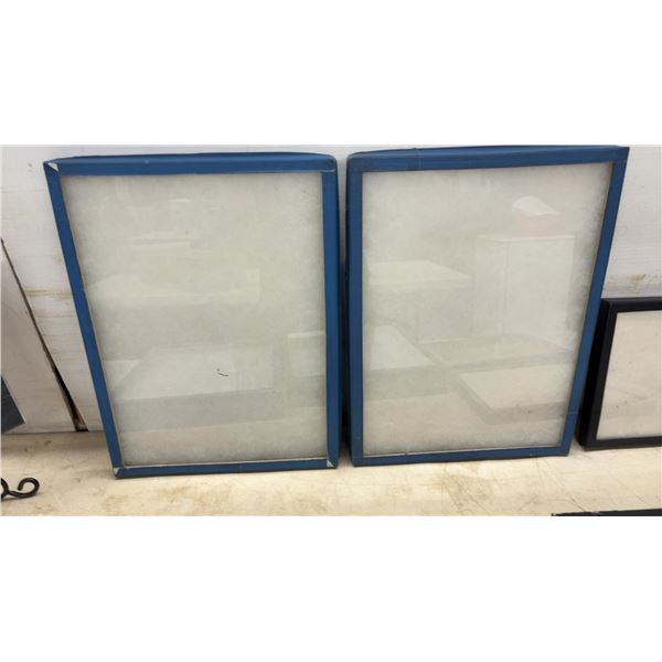7 Display Showcases for Shows or Collections (Largest 16 × 12”) and Metal Stand With 10 Plastic