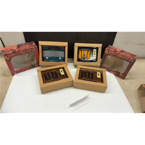 Four New 1940s Replica Classic AM and FM Radios, Requires 2 AA Batteries
