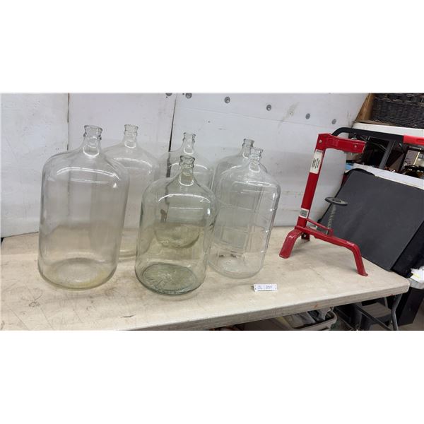 Bottle Corker and Six 5-Gallon Glass Carboys