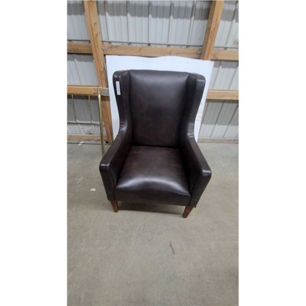 Brown Leatherette Wingback Armchair