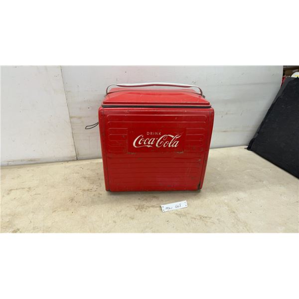 Vintage 1950s Coca-Cola Red Enameled Metal Ice Chest Cooler With Drain Plug and Side Latches