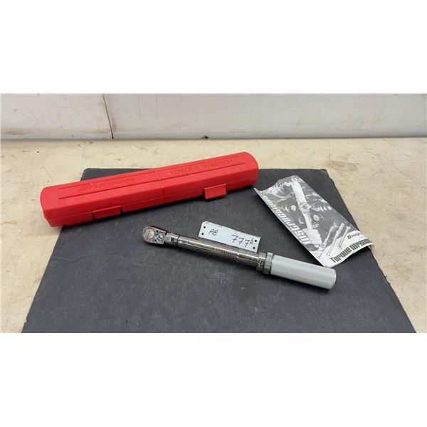 Snap-on 3/8” Flex Head Micro Adjustable 5 - 75 Ft - Pound Torque Wrench in Case with Instruction