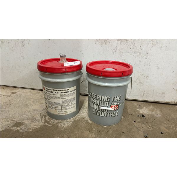 Phillips 66 Megaflow AW Hydraulic Oil 68, ISO VG 68, Two 5-Gallon pails (One Full, 1 - 75% Full)