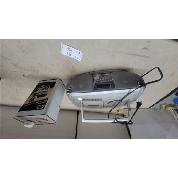 JVC RC-EZ39 Portable CD/Cassette/Radio Boombox and Escort Camp Fuel Can 3/4 full