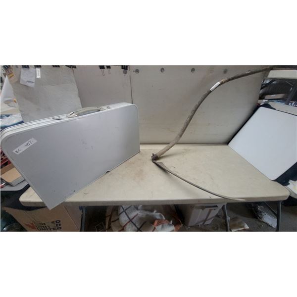 Vintage Scythe and Folding Aluminum Briefcase-Style picnic Table