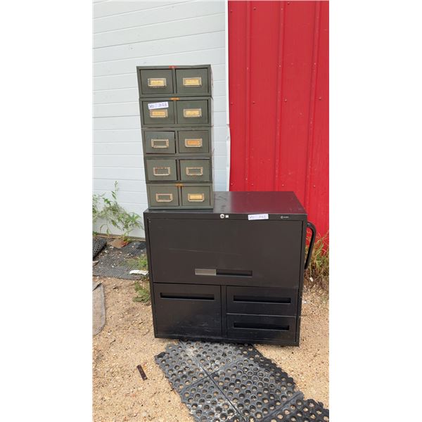 Global Mobile Storage Cabinet with Lateral File Drawers and Index Card Cabinet