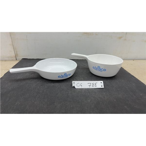Vintage CorningWare P-83-B Cornflower Blue Single-Handle Ramekins, 3/4 Cup, Set of 2