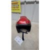 Image 2 : Vintage Open-Face Motorcycle Helmet with Red and Silver Glitter Flame Design, and Chin Strap size 7