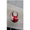 Image 3 : Vintage Open-Face Motorcycle Helmet with Red and Silver Glitter Flame Design, and Chin Strap size 7