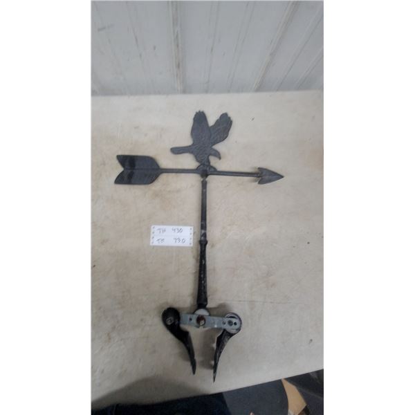 Cast Iron Eagle Weathervane with Arrow and Directional Arms, Mounting Bracket, and Claws