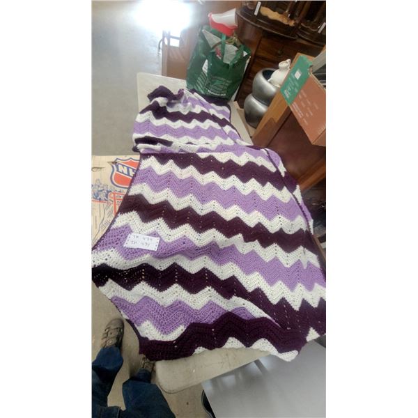 Crocheted Chevron patchwork Blanket, Quilted Patchwork Blanket and Afghan