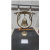 Image 1 : Brass Table Gong Bell with Striker and Stand, 16” Tall