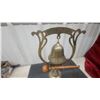 Image 2 : Brass Table Gong Bell with Striker and Stand, 16” Tall
