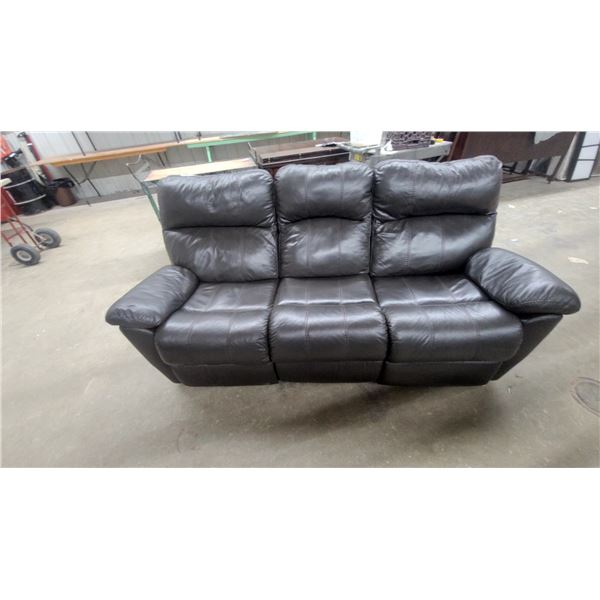 Brown Leather / Leather-Style Reclining Sofa, 84” Wide