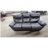 Image 1 : Brown Leather / Leather-Style Reclining Sofa, 84” Wide