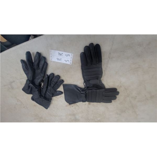 Two Pairs of Black Leather Gloves ladies riding gloves