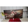 Image 1 : Embossed Motorcycle Wall Art, Red and Silver Accents, 24”×47”