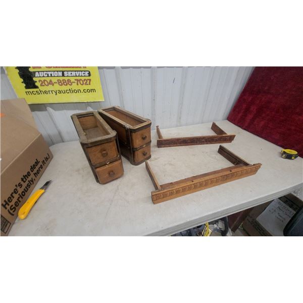 Two Antique Wooden Wall-Mount sewing Cabinets