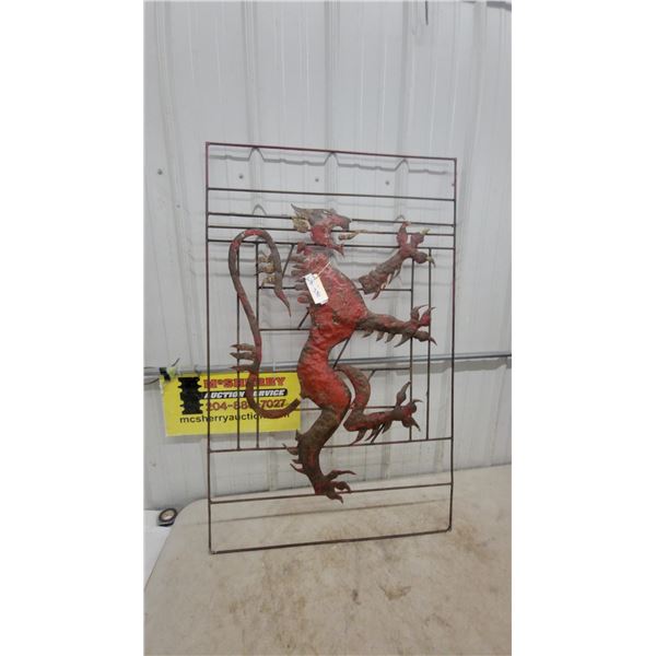 Vintage Lowenbrau Beer Man Cave Metal Sign, Rampant Red Lion, 47”×30”