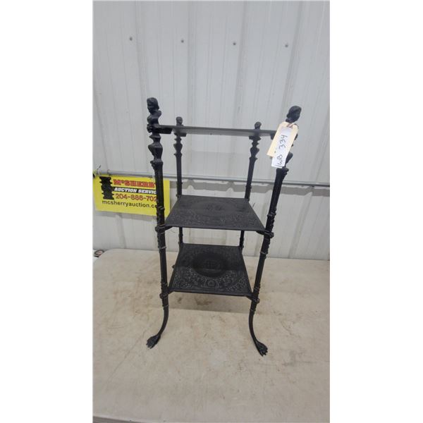 Victorian Cast Iron 3 -Tiered Stand with Bust Finials and Paw Feet 30”×12”×12”