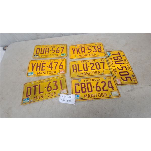 Seven Friendly Manitoba 1976 License Plates