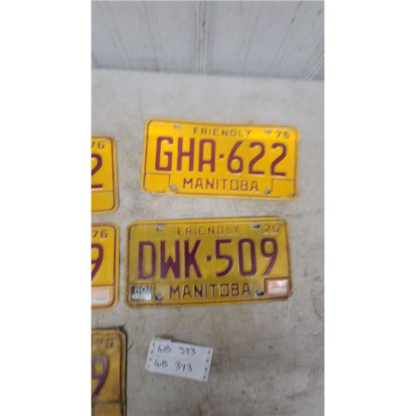 5 Manitoba Friendly 1976 License Plates