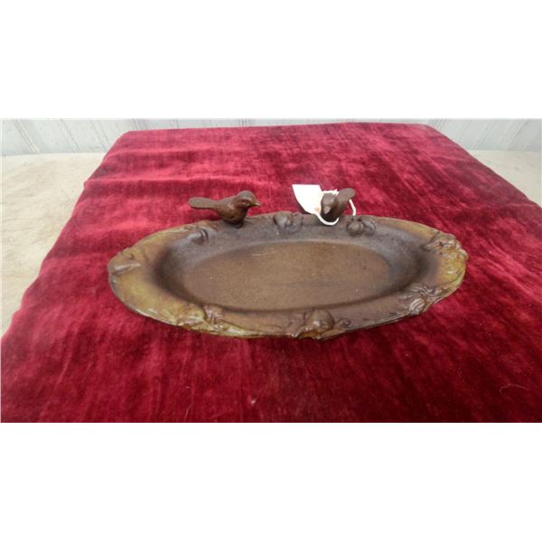 Cast Iron Bird Bath with Two Birds