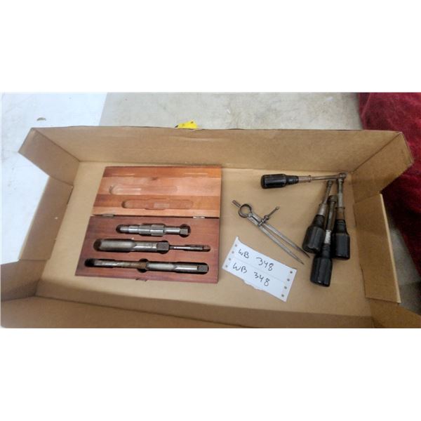 Assorted Tools: expansion reamers in Wood Case, and nut driver caliper