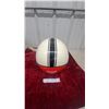 Image 4 : Vintage-Style Motorcycle Helmet, Cream and Black with Red Trim, size large