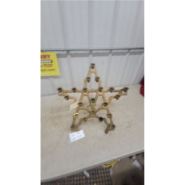 Brass Star-Shaped Candelabra with 21 Candle Holders 21”×20”