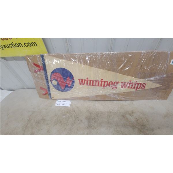 Rare Winnipeg Whips Pennant, Red and Blue Logo, 1971
