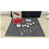 Image 1 : Silver-Plated EPNS Serving Spoon, 6 Floral Spoons, Vintage Sheffield Cake Server and Forks in Case